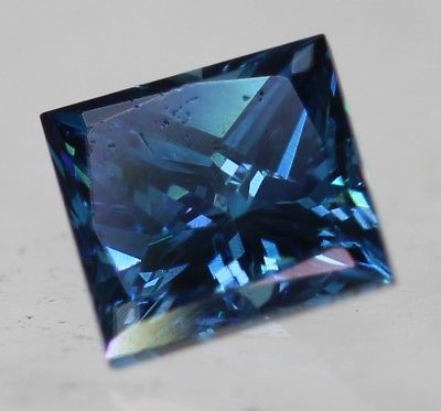 0.23 Ct Fancy Vivid Blue VS2 Princess Enhanced Natural Loose Diamond 3.22X3.35mm
