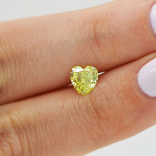 Natural Loose Enhanced Diamond 0.79 Carat Yellow Color VS1 Heart Shape For Ring