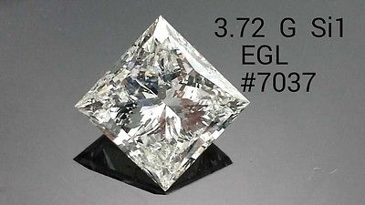 EGL Certificate 3.72ct Princess cut Diamond G Color SI1 Clarity,Engagement,Gift