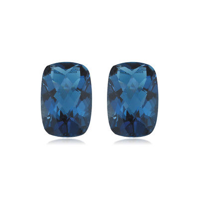 10x8 mm AAA Cushion Checkered London Blue Topaz ( 2 pcs ) Loose Gemstones