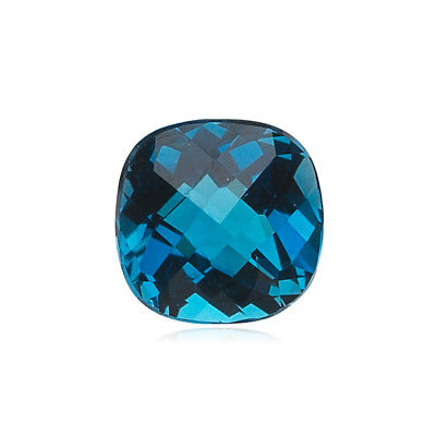 10 mm AAA Cushion Checkered Cut London Blue Topaz Loose Gemstone