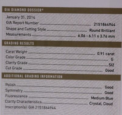 GIA loose certified .91ct SI2 G round brilliant diamond vintage antique