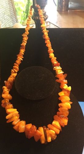 Old Baltic Butterscotch & Amber Raw Beads 26” Strand Necklace 70.8g