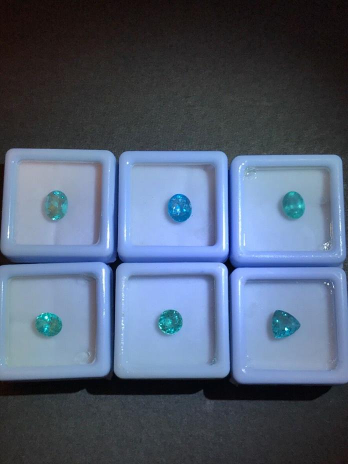 8.60 ct (6) Natural Loose Brazilian Blue Green Apatite Gemstones Collection Lot