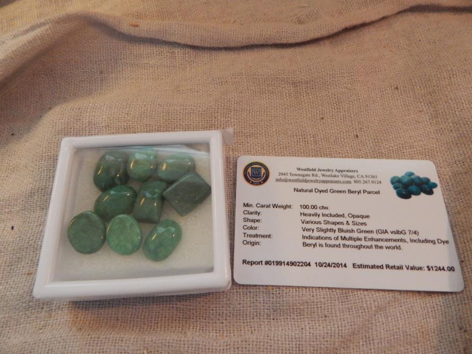 100 ctw carat Dyed Green Beryl Parcel Gemstone
