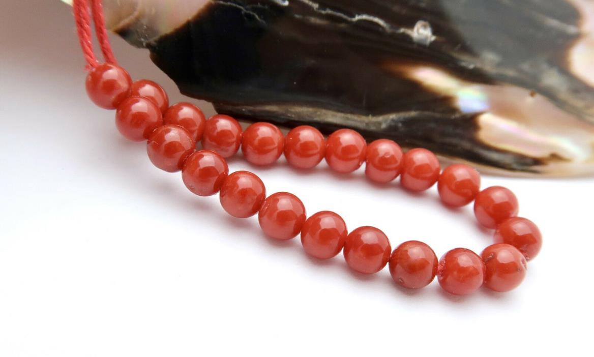 NEW HIGH GRADE ITALIAN CORAL GEM MEDITERRANEAN DEEP RED  BEADS 11.10cts - AAAAAA