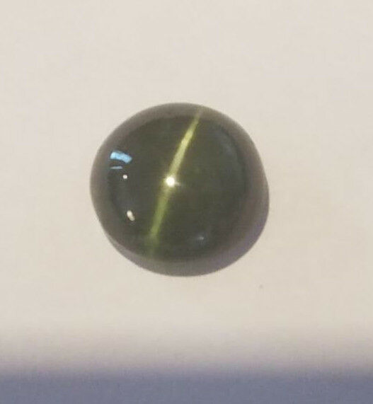 Natural Cats Eye Diopside, Green, 2.54 TCW, Round 7.5 x 4.2mm, Located in USA