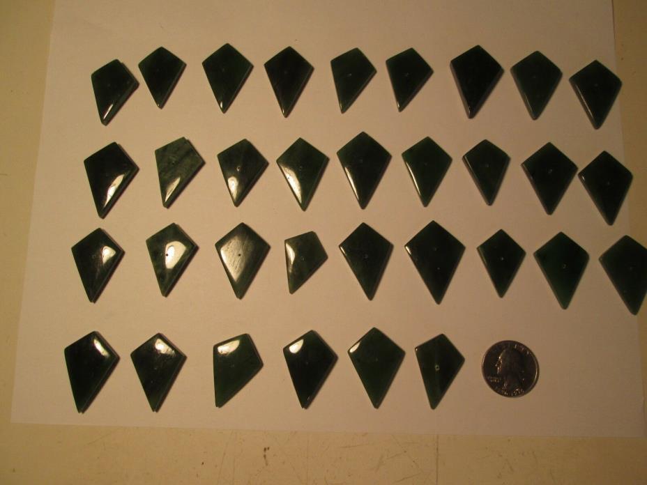 NN7 Vtg. Lot of 33 Jade Diamonds With Center Hole Pendant Ear Rings Asian