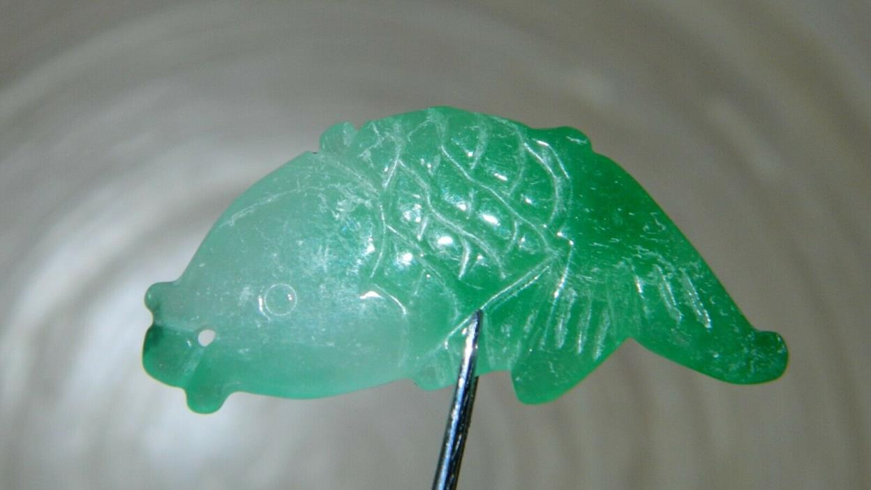 Natural Green Jade Jadeite Fish Pendant New