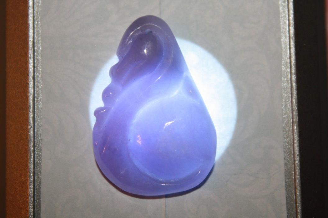 100% Natural Type A Certified Translucent  Lavender Jadeite jade Swan pendant