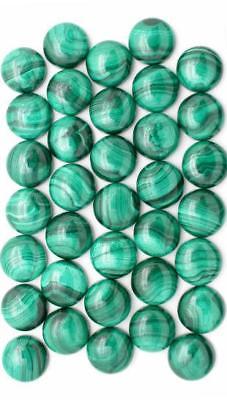 Natural Malachite 12mm Round Calibrated Cabochon Stones (pkg of 3)