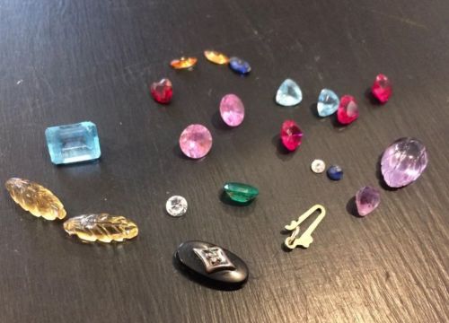 Mixed Stones Pulled From 14k And 10k Gold Scrap Jewel Some Gold Included