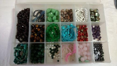 Huge Mixed Lot of Loose Gemstone Beads - Garnet, Turquoise, Tiger Eye and More