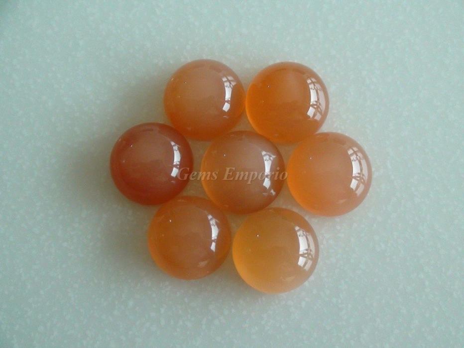 Orange and Peach Moonstone Size 7 MM Round Cabochon Gemstone. 10 Pcs Per Lot