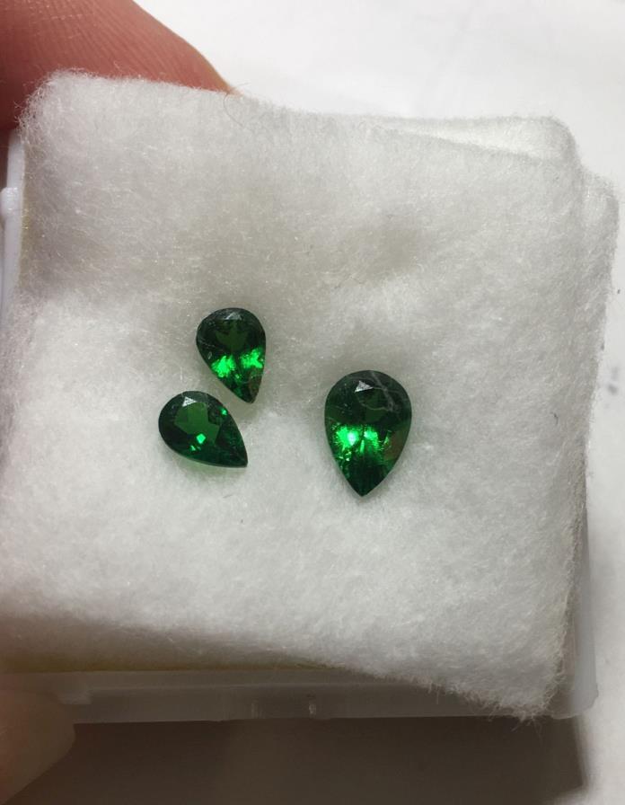 LAST PRICE REDUCTION: 1.70ctw TSAVORITE GARNETS SET OF 3 #113