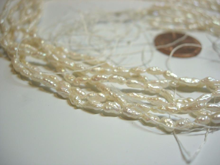 Freshwater Seed Pearls Beads ivory buff 19 Grams Unstrung necklace 6-16