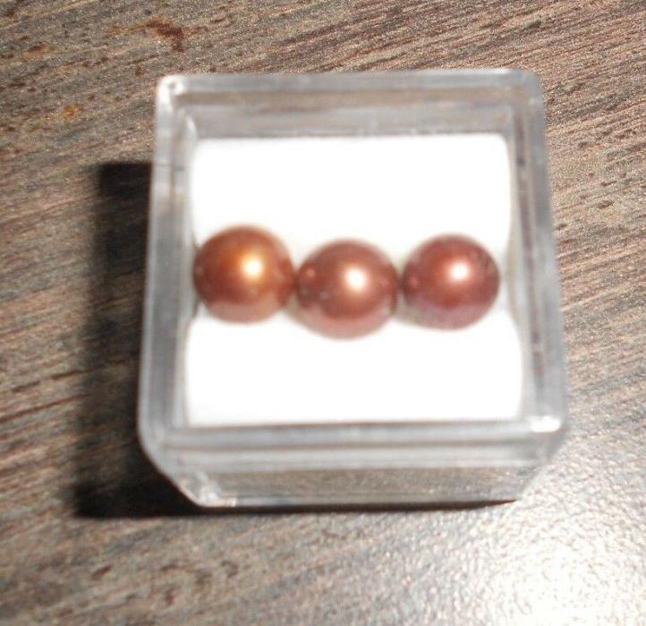 3-lot pearls copper gold 6 1/2mm diameter (4)