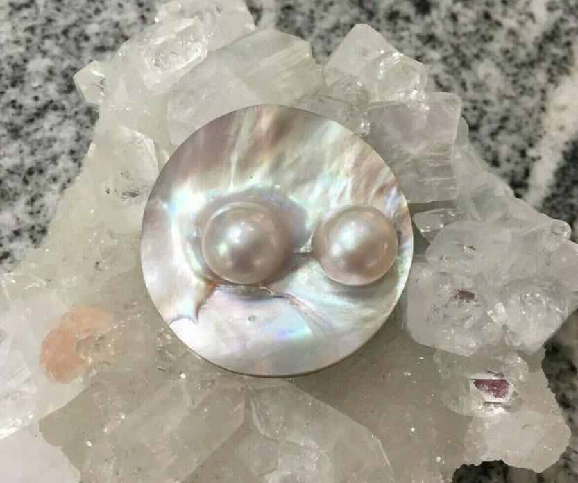 Gorgeous Double South Sea Mabe Pearl in Shell