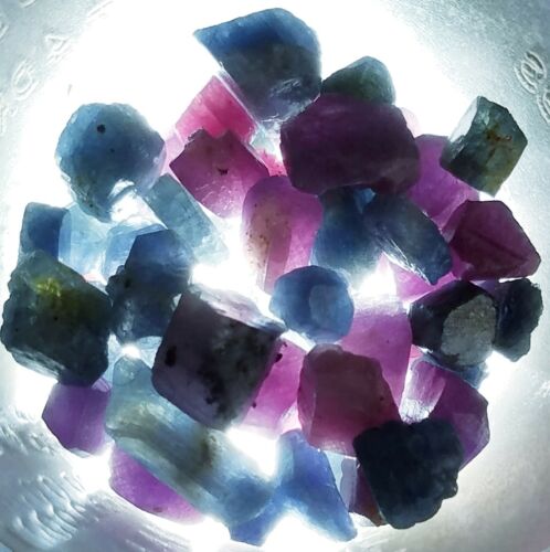100+carats Lot Natural Blue & Purple Pink Sapphie Corundum Rough Crystals Africa