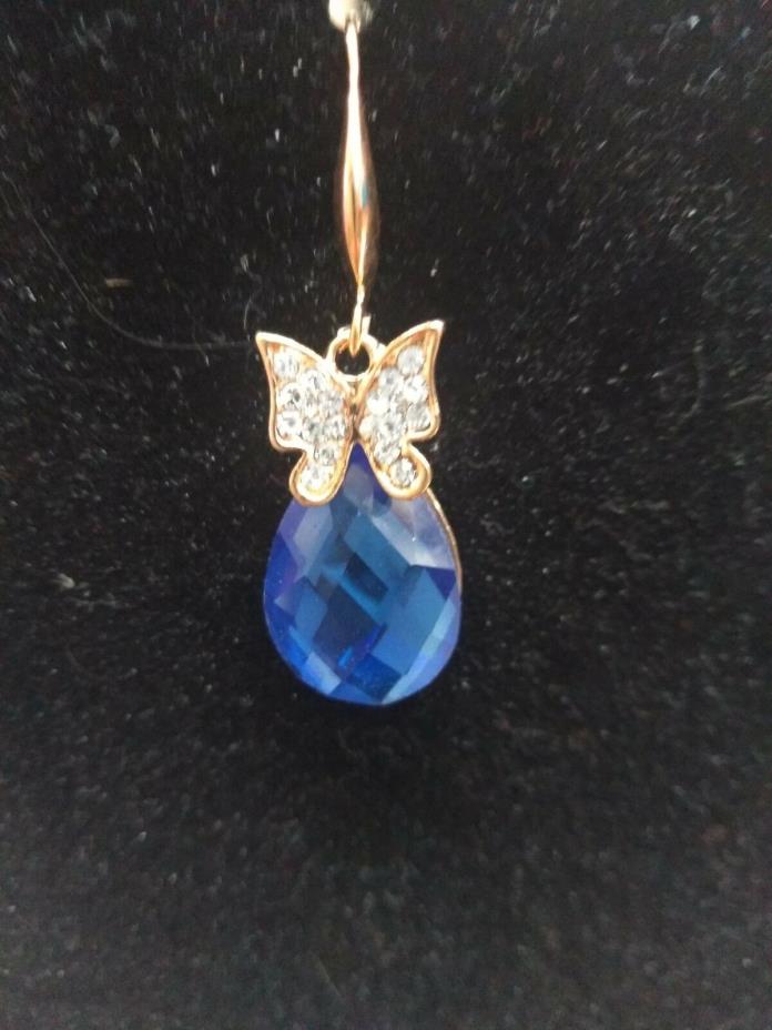 blue sapphire color with butterfly earrings