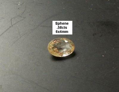 SPHENE,.58cts, Oval Cut, Rare, STUNNING GOLD BROWN COLOR, Natural, FREE SHIP
