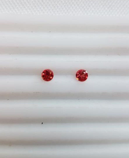 2 Natural Spinels, Untreated, Orangy Pink, Round 3.5x2.2mm,.37CT, Located in USA