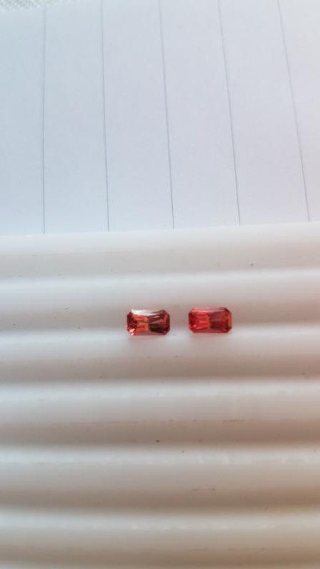 2 Natural Spinels, Untreated, Orangy Pink, Octagon,.67CT, Located in USA