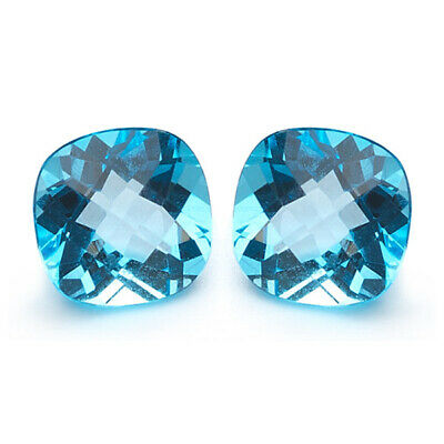 24.63-27.42 Cts 14 mm AA Cushion Checker Board Loose Swiss Blue Topaz Gemstones