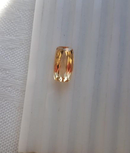 Natural Topaz,Yellow, AGTA Cert., 3.41ctw, Cushion 11.5x6.3x4.5, Located in USA