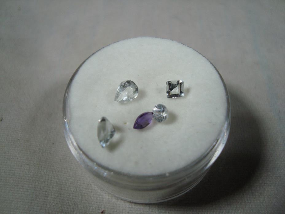 1.5 ct Natural White Topaz, 4pcs loose mixed shape cut gems