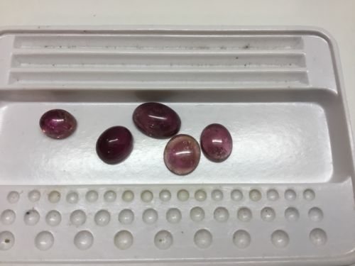 NATURAL PINK TOURMALINE  OVAL CAB LOOSE GEMSTONE, 5 pcs LOT=21.07cts. [B= grade]