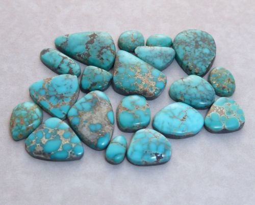 Natural Lone Mountain Spiderweb Turquoise Cabochons, 22.5 carats