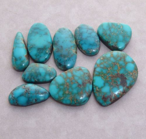 Natural Lone Mountain Spiderweb Turquoise Cabochons, 14.5 carats