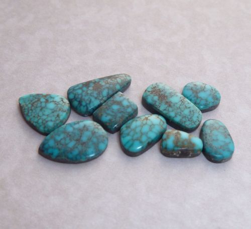 Natural Lone Mountain Spiderweb Turquoise Cabochons, 9 carats