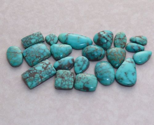 Natural Lone Mountain Spiderweb Turquoise Cabochons, 19 carats