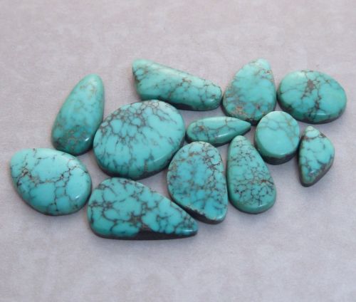 Natural Lone Mountain Spiderweb Turquoise Cabochons, 16 carats