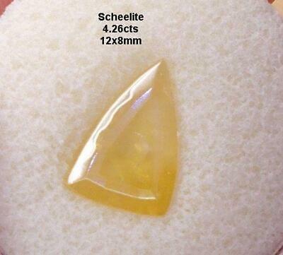 SCHEELITE, 4.26cts, HUGE RARE GEM, FROSTED GOLD, TRIANGLE CUT BEAUTY, FREE SHIP