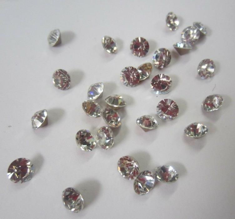 10pcs 6mm Faceted AB Diamond Clear Glass Rhinestones Foiled Pointed Back