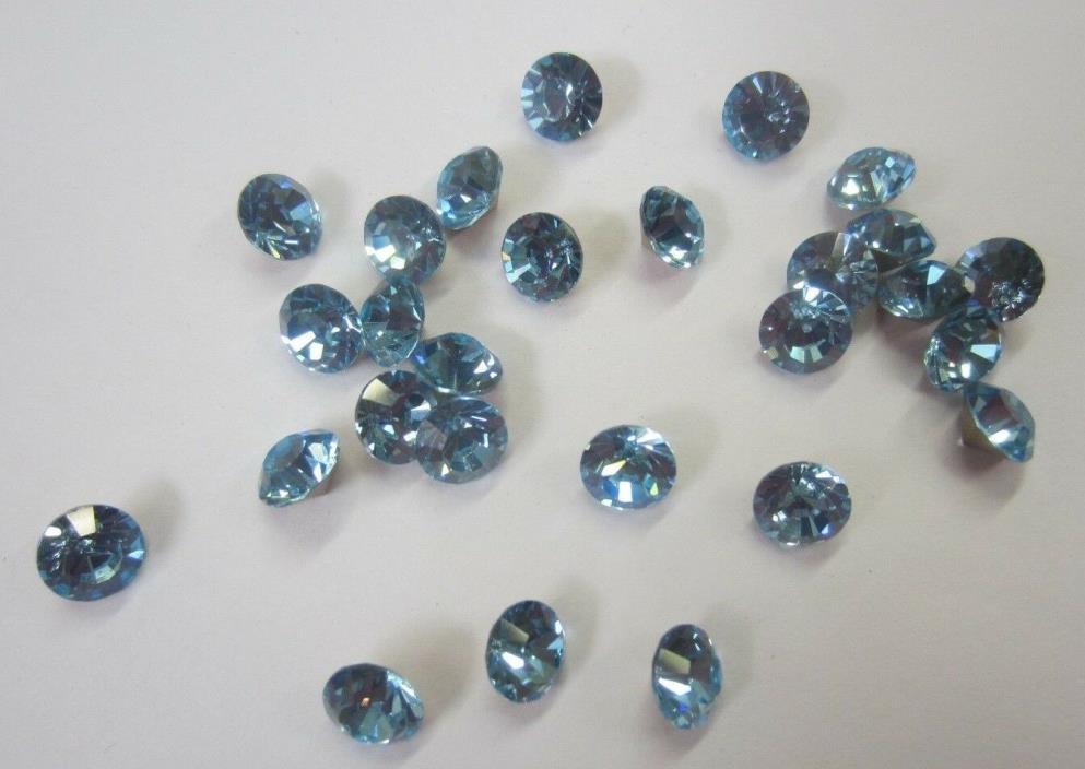 10pcs 6mm Faceted AB Blue Topaz Glass Rhinestones Foiled Pointed Back