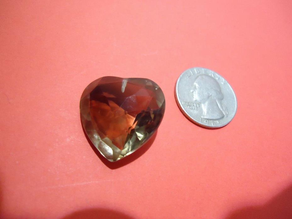 BEAUTIFUL CUT FACETED SMOKEY CRYSTAL HEART BEAD PENDANT PRISM HALF DRILLED