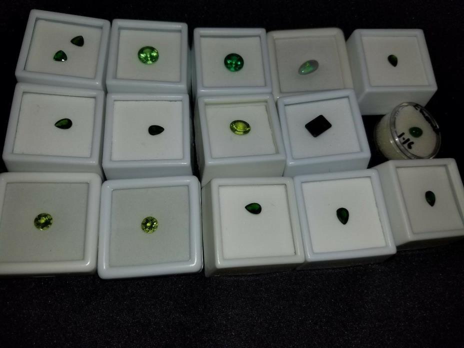 Lot Of 16 Gems Green Yag Peridot Chrome Diopside OV Quantum Mintablie Opal Lot1
