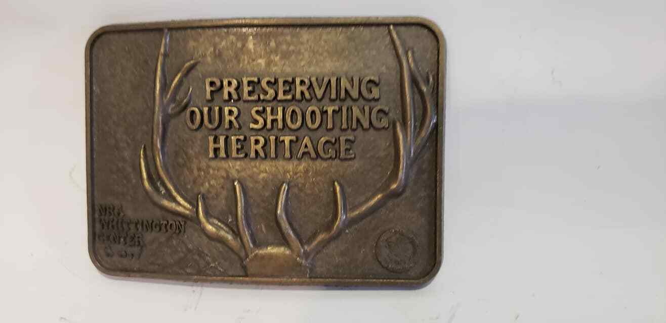 Vintage NRA Whittington Belt Buckle Preserving Our Shooting Heritage Antlers NEW