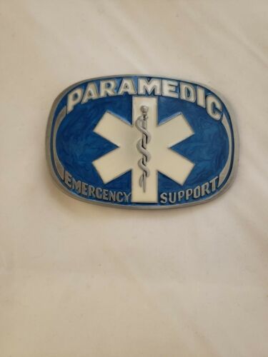 Paramedic Belt Buckle Enamel Blue Emergency Support LOGO EMT