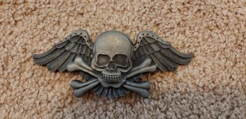 SKULL BONES WINGS MENS BELT BUCKLE  LEAD FREE  HARLEY BIKER