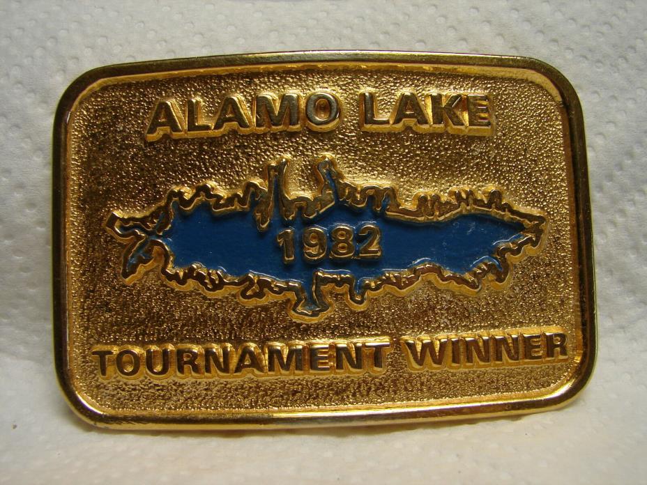 Vintage Gold Toned Belt Buckle, Alamo Lake,Tournament Winner 1982