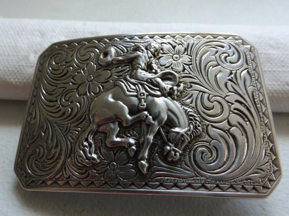 Western Cowboy Riding Bucking Horse, Rodeo, Silver Tone, Belt Buckle, NEW