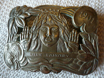 OLD & RARE - TIFFANY STUDIOS N.Y.- SOLID BRASS LILLIE LANGTRY BELT BUCKLE