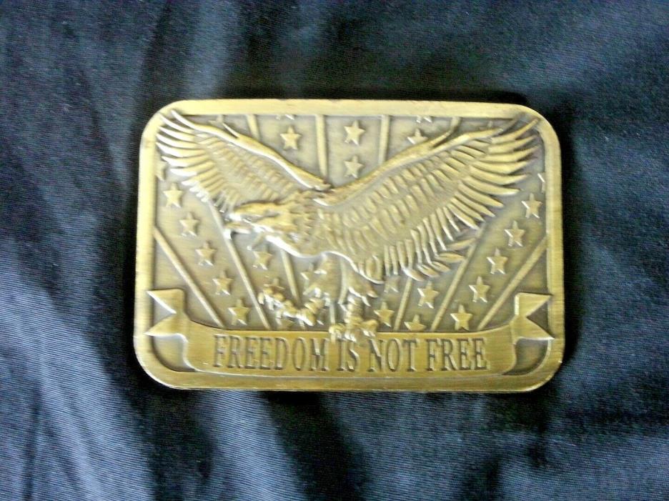 Freedom Is  Not Free Belt Buckle 2014 Sponsor Brass Toned