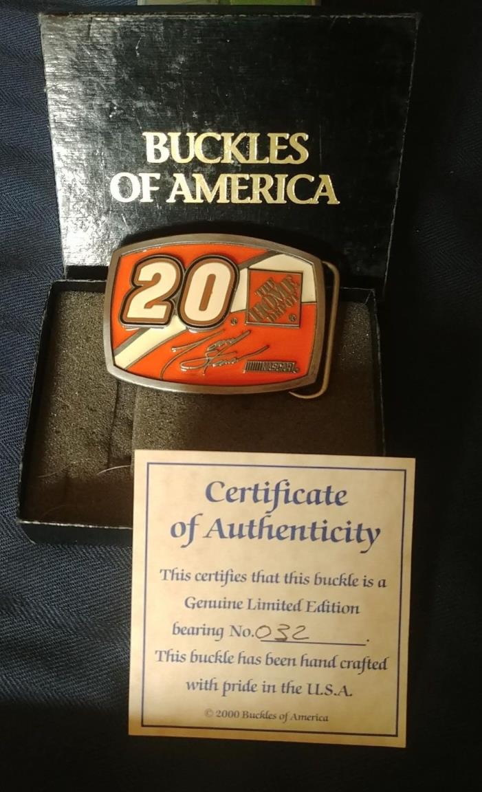 NIB Tony Stewart #20 NASCAR Belt Buckle Limited Edition & Cert of Authenticity