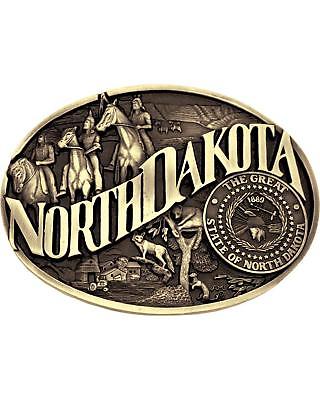 Montana Silversmiths North Dakota State Heritage Attitude Belt Buckle Gold